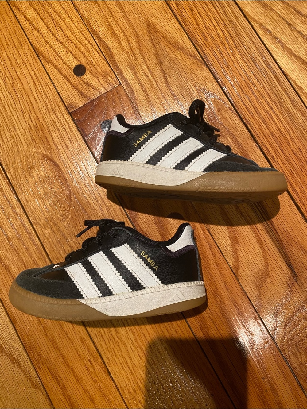 adidas Kids Samba Sneakers in Black and White with Gum Sole